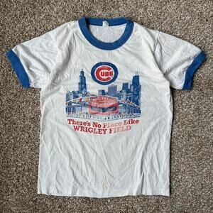 Vintage 80s MLB Chicago Cubs Wrigley Field Ringer Shirt